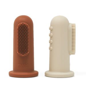 2 Dedales de Silicona Mushie Clay/Shifting Sand