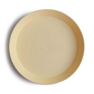 2 Platos Mushie Round Pale Daffodil