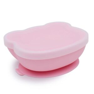 Bol con Ventosa y Tapa Oso Rosa Empolvado