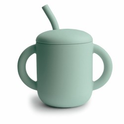 TAZA DIDÁCTICA+PAJITA SILICONA SOLID CAMBRIDGE BLUE
