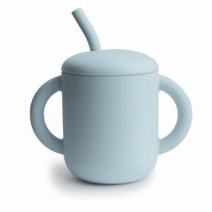 TAZA DIDÁCTICA+PAJITA SILICONA SOLID POWDER BLUE